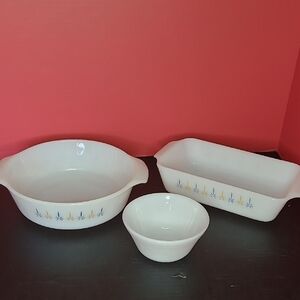 Vintage Fire King Candle Glow Starburst Casserole Dishes
